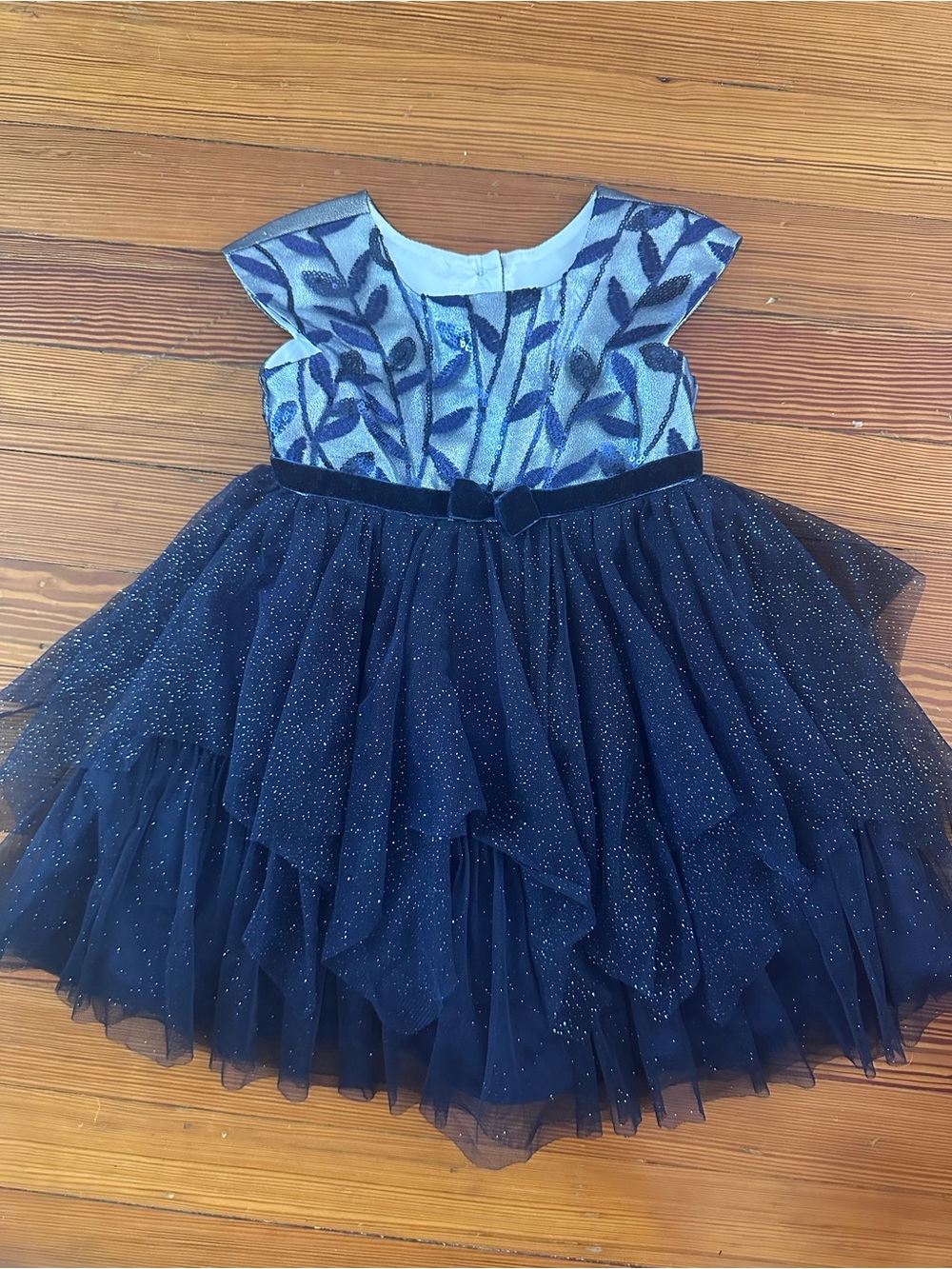 2T Girls Navy Sparkle Tulle Party Dress